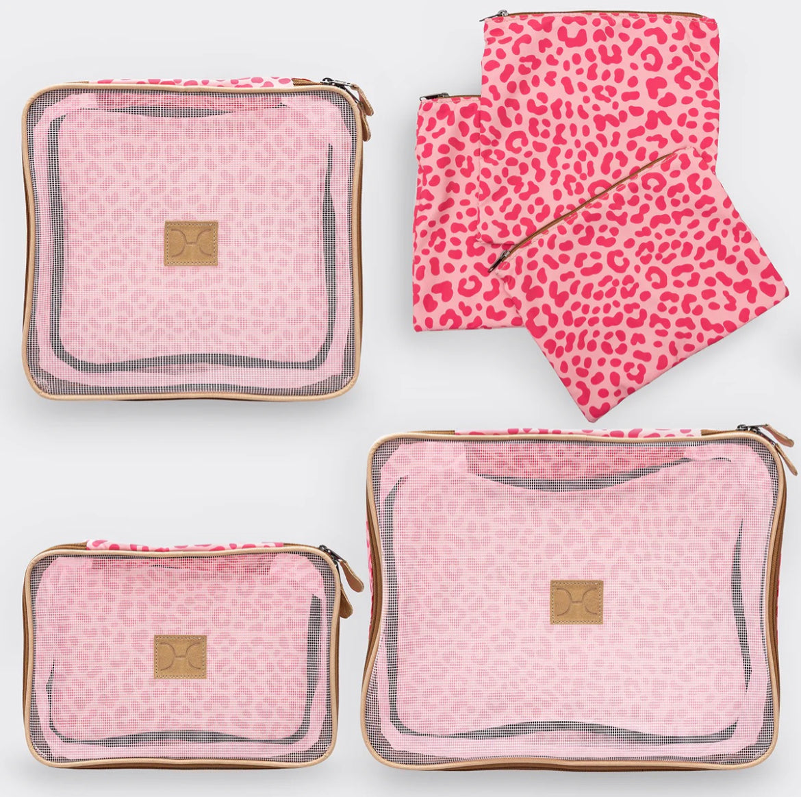 Travel Luggage Organizer Pods Cheetah Pink