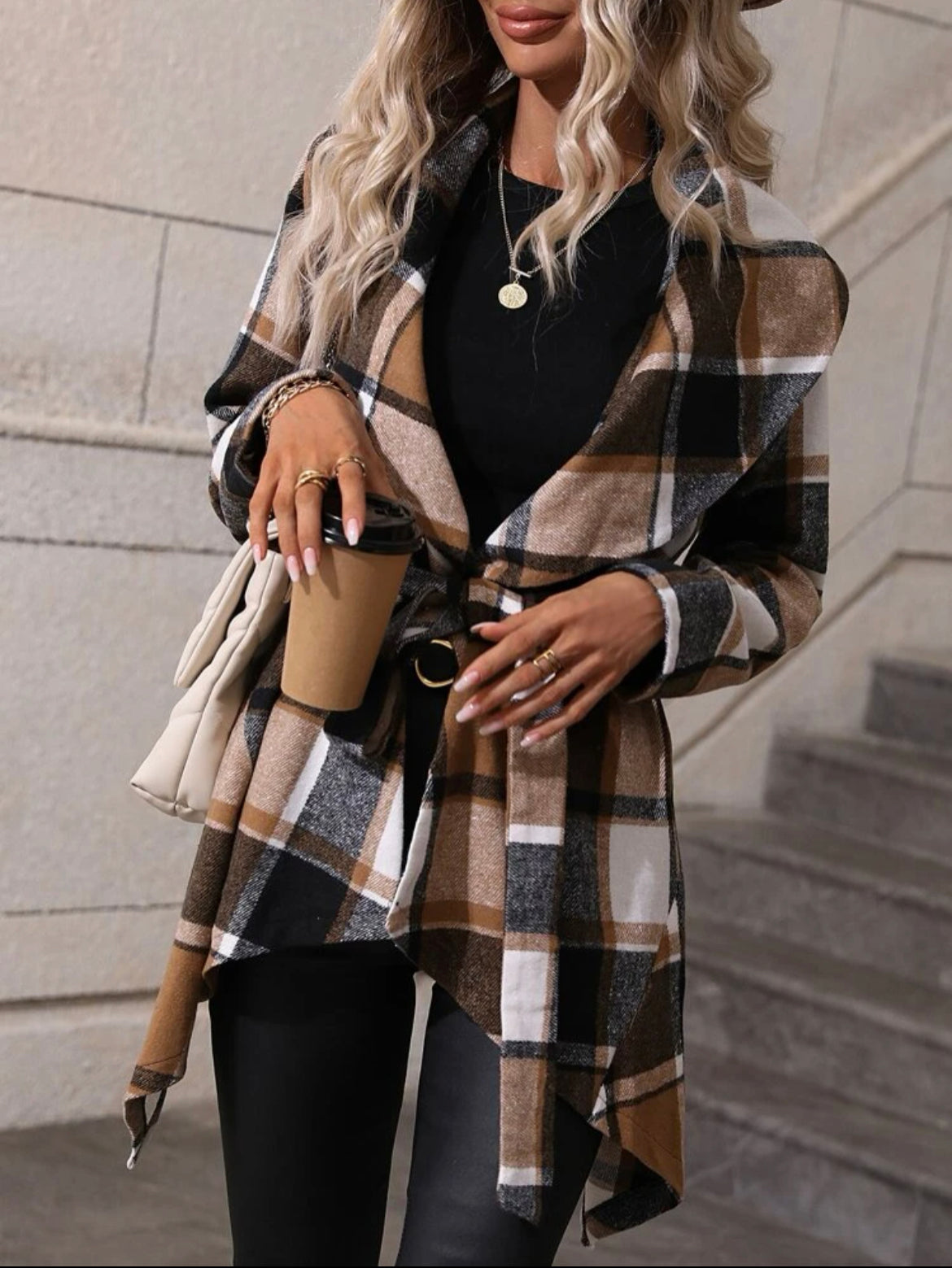 Tartan clearance wrap coat