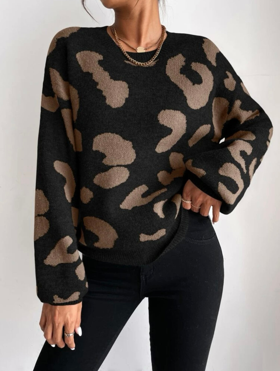 Fuzzy shop leopard sweater