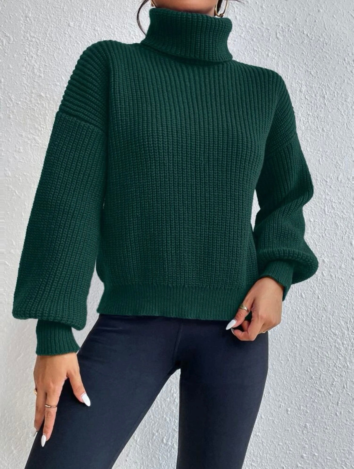 Drop shoulder turtleneck best sale