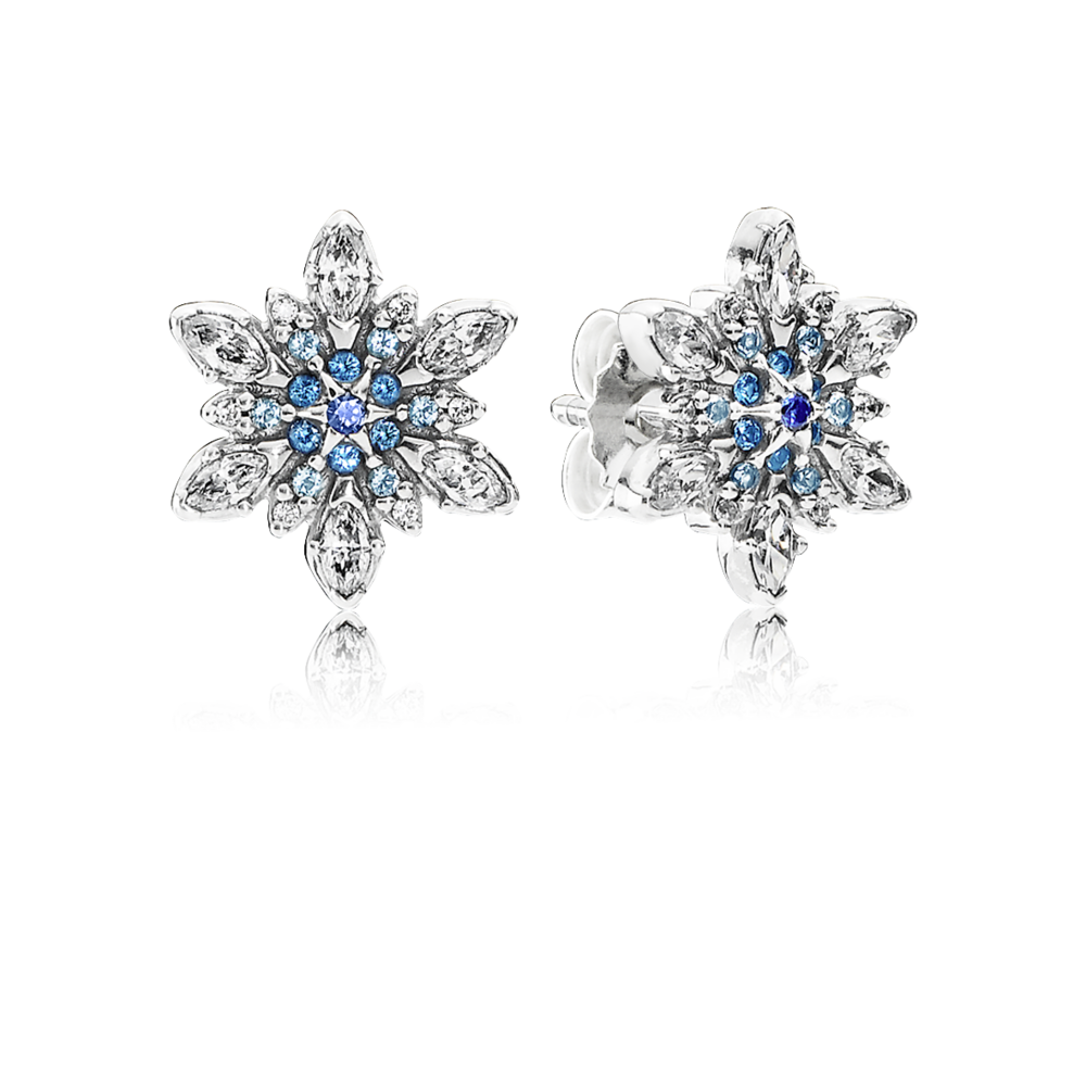Silver Crystallized Snowflake Stud Earrings