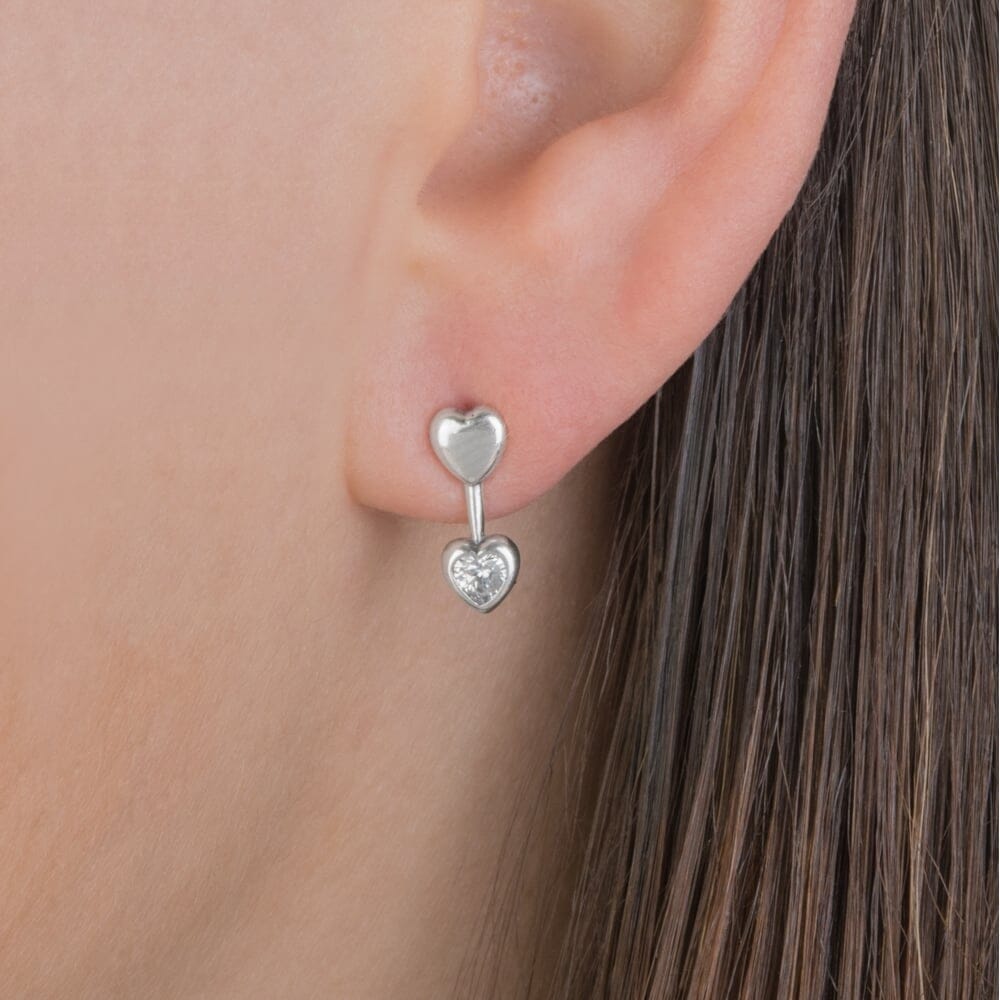 Love Heart Earrings Sterling Silver 925 