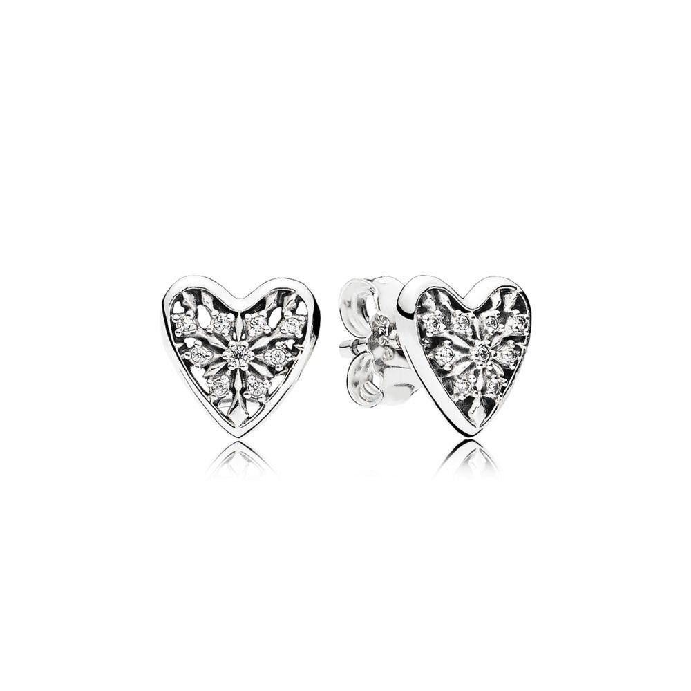 Silver Hearts of Winter Stud Earrings