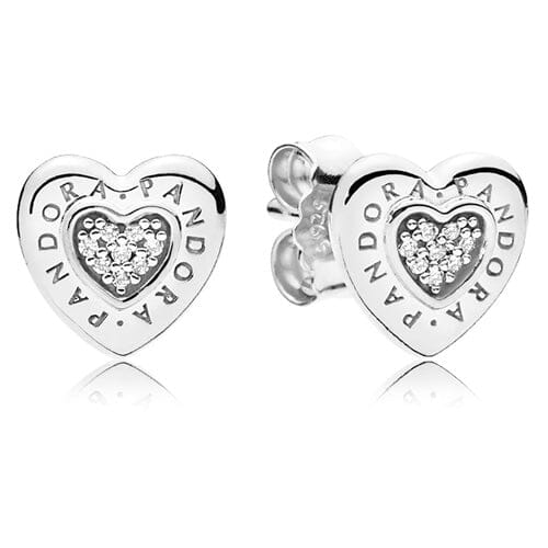 Heart Stud Earrings with Cubic Zirconia Sterling Silver 925 